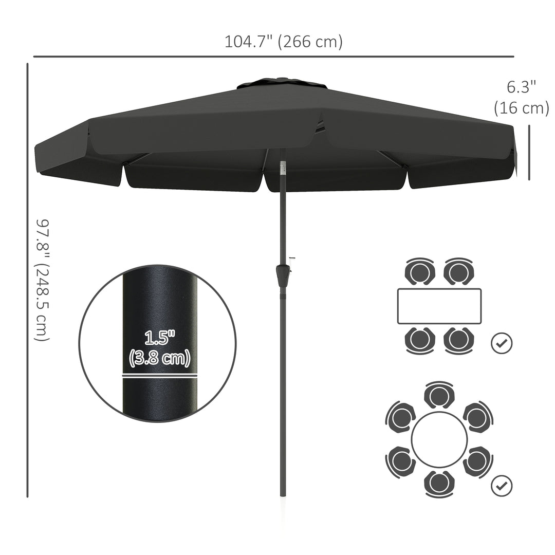 Outsunny 8.5 ft Outdoor Market Table Umbrella, Round Patio Umbrella with Tilt and Crank for Garden, Backyard, Deck, Wine Red