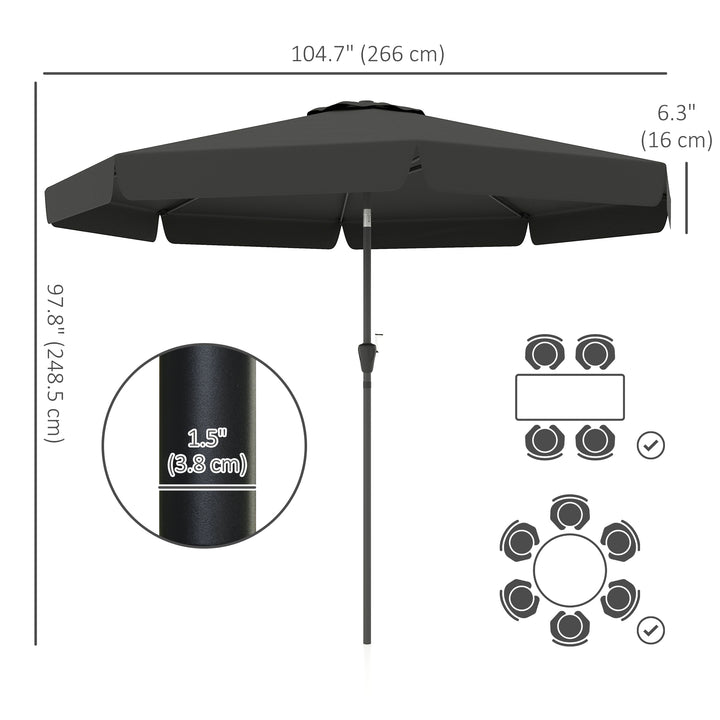 Outsunny 8.5 ft Outdoor Market Table Umbrella, Round Patio Umbrella with Tilt and Crank for Garden, Backyard, Deck, Wine Red