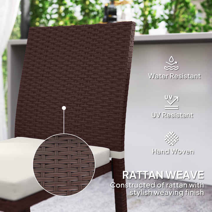 Outsunny Patio Dining Chairs Set of 4, All Weather Wicker Armless Outdoor Chairs with Steel Frame for Garden, Backyard, Beige