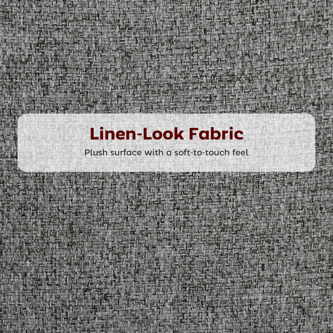 HOMCOM Set of 2 Counter Height Barstools, Upholstered Linen Bar Stools with Backrest, Footrest and Steel Legs, Dark Grey