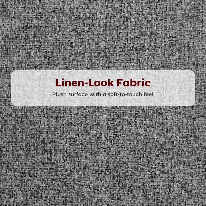 HOMCOM Set of 2 Counter Height Barstools, Upholstered Linen Bar Stools with Backrest, Footrest and Steel Legs, Dark Grey