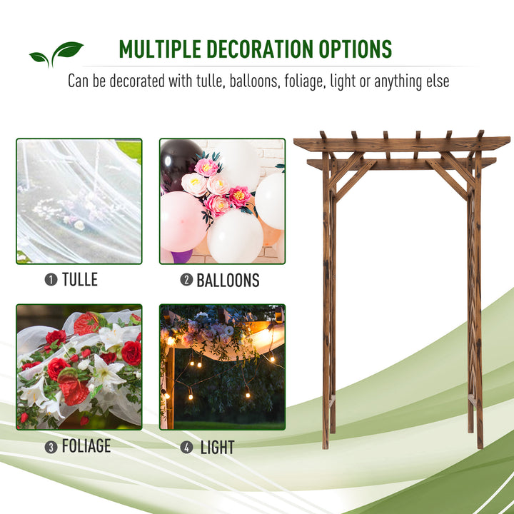 Outsunny 79" Plant Trellis, Arched Garden Arbour with Pergola Style Roof, Fir Wood Frame for Climbing Vines