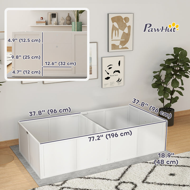 PawHut Whelping Box for Dogs w/ Adjustable, Removable Door, for Small Medium Dogs, 77" x 38", White