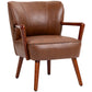 HOMCOM Accent Chair, Modern Armchair, Faux Leather Upholstered Living Room Chair with Wood Legs and Wide Padded Seat, Blue