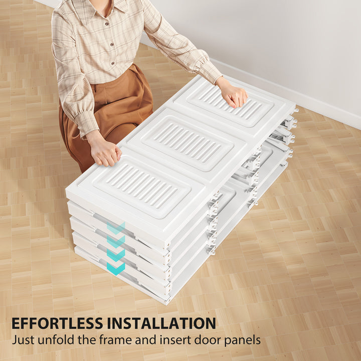 HOMCOM Portable Wardrobe, Foldable Plastic Closet with 8 Compartments, 2 Hanging Rods and Magnetic Clear Doors, Brown