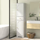 HOMCOM 67" Tall Bathroom Cabinet, Slim Bathroom Storage Cabinet with 2 Doors, Drawer and Adjustable Shelf, White Wood Grain