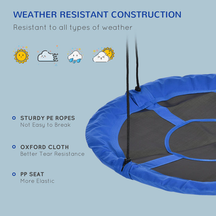 Outsunny 43.25" Saucer Swing, Nest Web Rope Seat with Adjustable Hanging Ropes, for Indoor Outdoor Children 3-12 Years Old, Blue