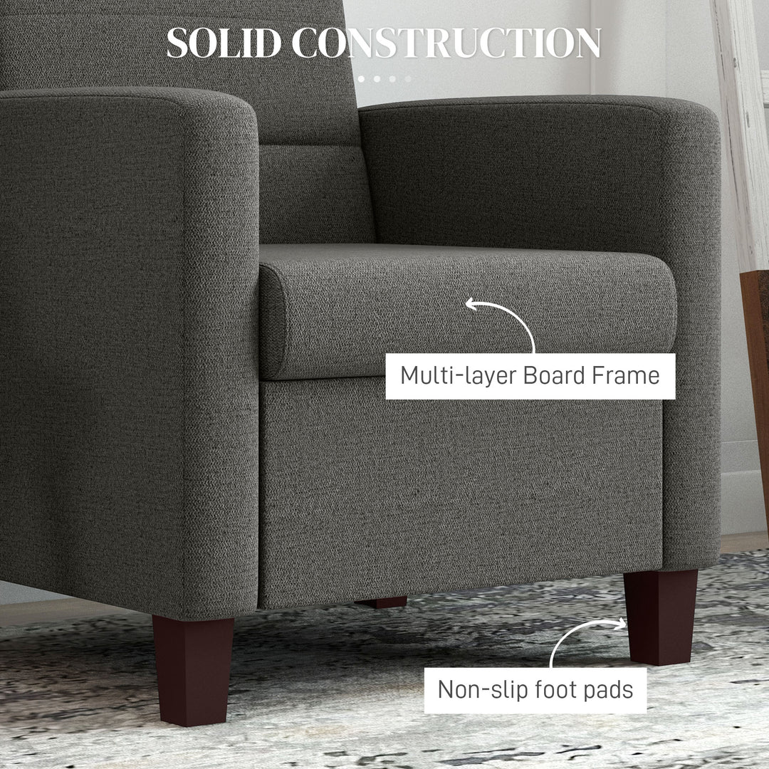 HOMCOM Fabric Accent Chair, Modern Armchair with Seat Cushion and Non-Slip Pads for Living Room, Bedroom, Light Brown