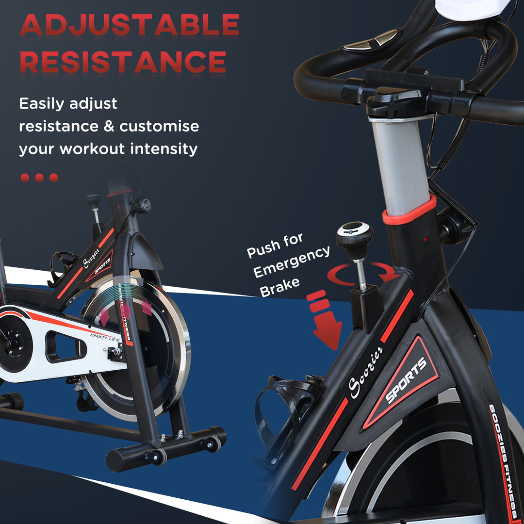 Soozier Upright Stationary Exercise Bike, Cardio Workout Training Bicycle w/ Adjustable Resistance LCD Monitor, Black