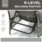 Outsunny 2 Pieces Wicker Patio Lounge Set w/ Cushions, Outdoor PE Rattan Sun Lounger Sets w/ 5-Level Reclining Chaise Chair & Two-tier Glass Top Coffee Table, Cream White