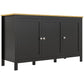 HOMCOM Sideboard, Buffet Cabinet with Doors and Adjustable Shelves for Living Room, Entryway, White and Natural