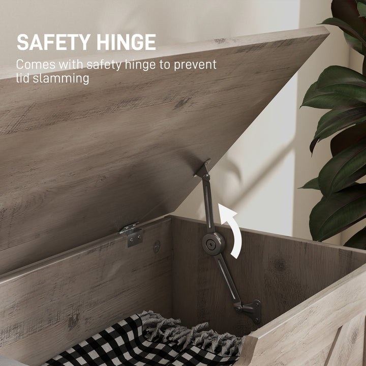 HOMCOM 39.4 Inches Storage Chest, Storage Trunk with 2 Safety Hinges, Wooden Box for Living Room, Black Wood Grain