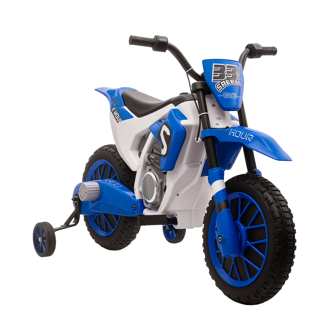 Aosom Kids Dirt Bike Battery-Powered Ride-On Electric Motorcycle with Charging 12V Battery, Training Wheels Green