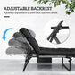 Outsunny 2-Piece Folding Lounge Chairs with Adjustable Backrest, Tanning Chair with Cushion, Side Pocket, Headrest, Grey