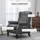 HOMCOM Wingback Reclining Chair with Footrest, Button Tufted Recliner Chair with Rolled Armrests for Living Room, Light Grey
