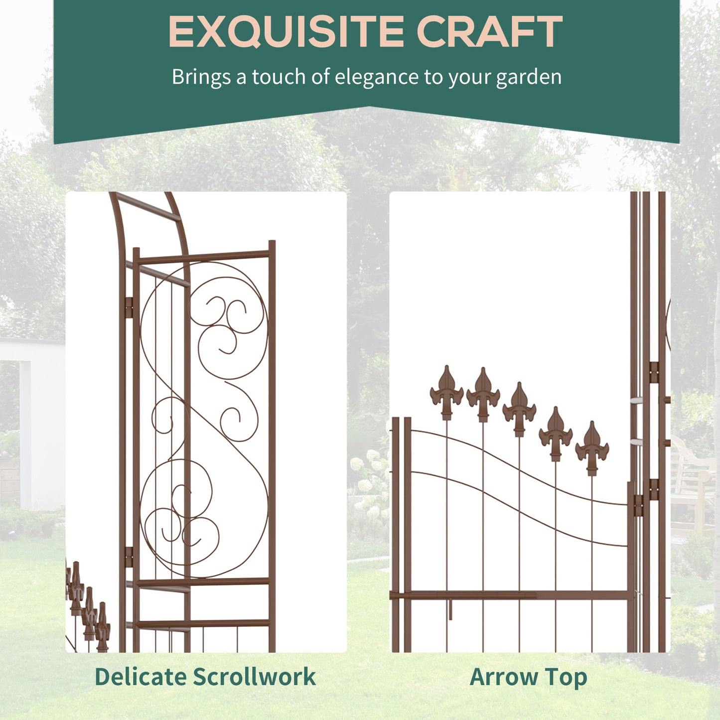 Outsunny 7ft Garden Arch Trellis, Metal Arch, Outdoor Garden Arbor for Climbing Plants, Wedding Decoration