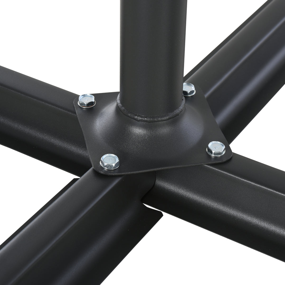 Outsunny Umbrella Stand Fitting 2" Poles and Steel Base with 4 Fillable Plastic Weights, 158lbs Sand or 132lbs Water Filled, Black