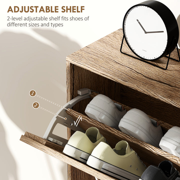 HOMCOM Shoe Storage Cabinet with 3 Flip Drawers, Narrow and Slim, 12 Pair of Shoes Organizer for Hallway, Entryway