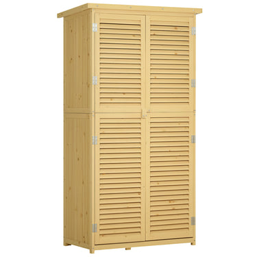 Outsunny 3' x 5' Wooden Garden Storage Shed, Sheds & Outdoor Storage with Asphalt Roof & 2 Large Wood Doors with Lock, Natural