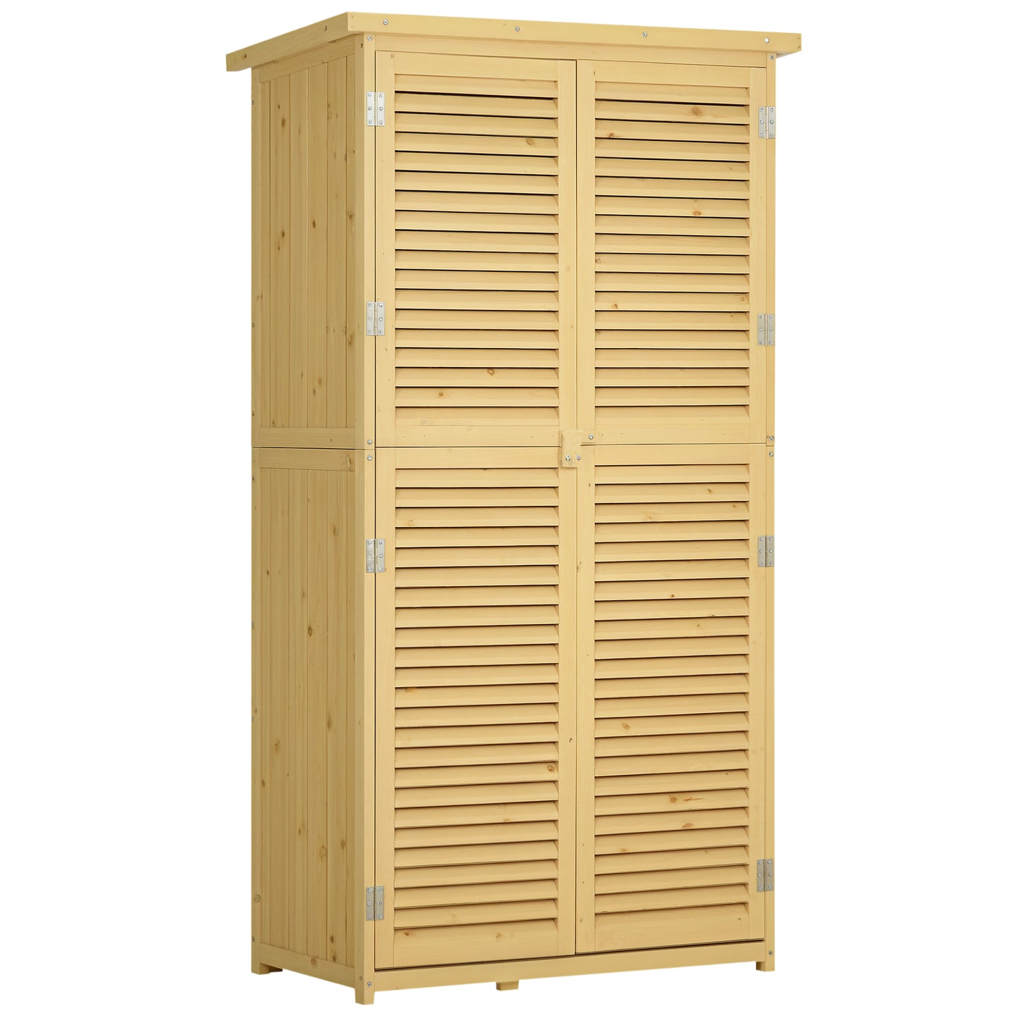 Outsunny 3' x 5' Wooden Garden Storage Shed, Sheds & Outdoor Storage with Asphalt Roof & 2 Large Wood Doors with Lock, Natural