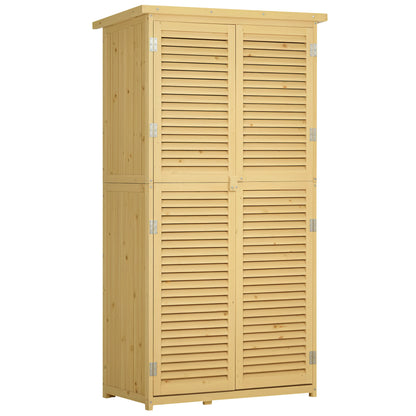 Outsunny 3' x 5' Wooden Garden Storage Shed, Sheds & Outdoor Storage with Asphalt Roof & 2 Large Wood Doors with Lock, Natural