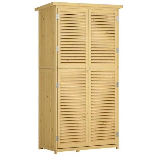 Outsunny 3' x 5' Wooden Garden Storage Shed, Sheds & Outdoor Storage with Asphalt Roof & 2 Large Wood Doors with Lock, Natural