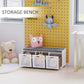HOMCOM Upholstered Shoe Cabinet Storage Bench with Padded Cushion, with 3 drawer Enough Storage Space Bench Stool for Living Room Entryway Furniture, White