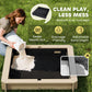 Outsunny Kids Wooden Sandbox Outdoor Backyard Playset Children Play Station w/ Adjustable Canopy & Convertible Bench Sand for 3-7 Years Old