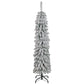 HOMCOM 5ft Snow-Flocked Artificial Christmas Tree, Slim Pencil Xmas Tree with 301 Realistic Branches, Metal Base, Pink