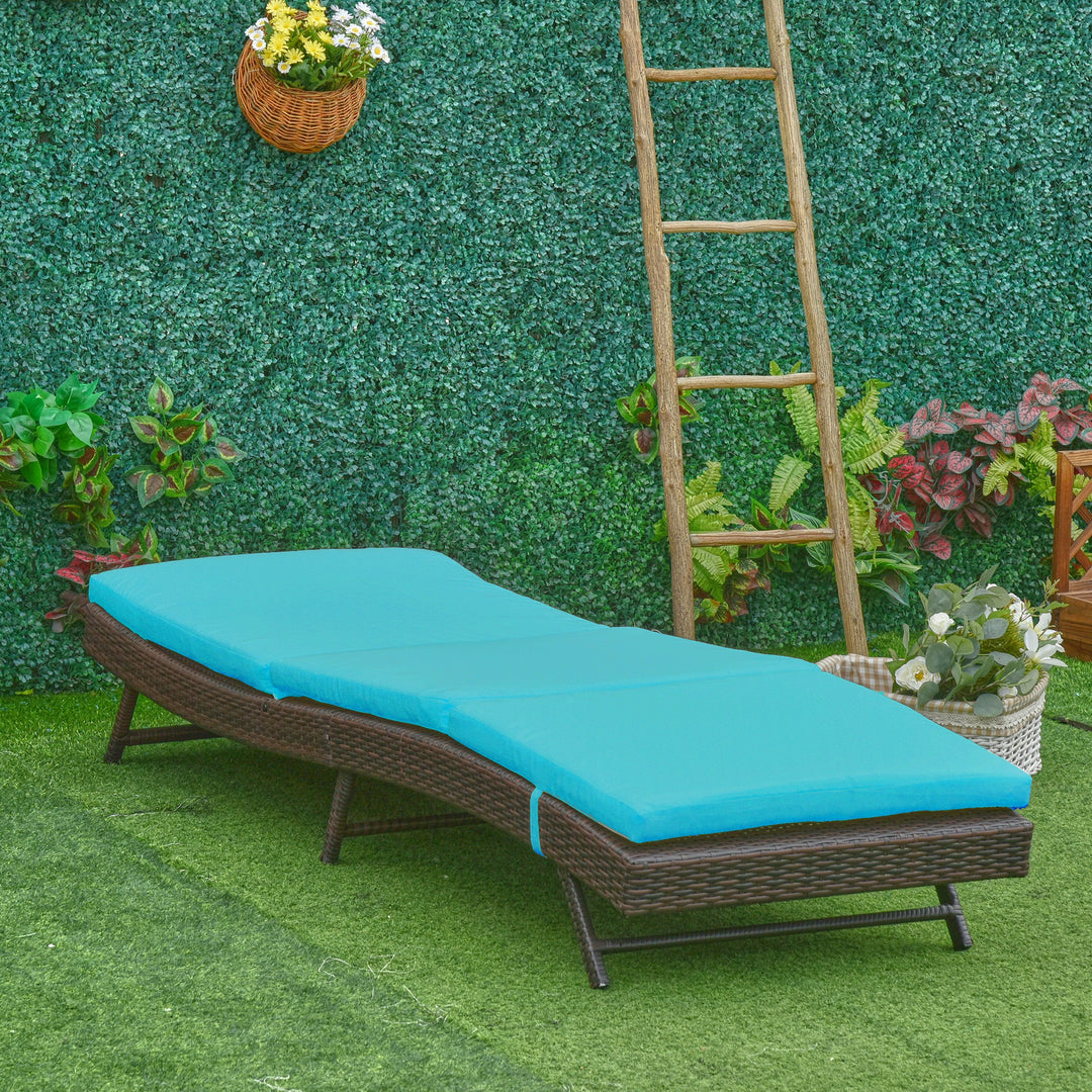 Outsunny Wicker Patio Lounger, Outdoor S Shape Recliners Lounge Chair w/ 5-Level Adjustable Backrest, Soft Padded Cushion for Outdoor Use, Cream White