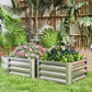 Outsunny 2' x 2' x 1' 2-Pieces Raised Garden Bed with Galvanised Steel Frame for Vegetables, Flowers, Herbs, Silver
