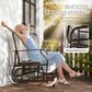 Outsunny Patio Glider Rocking Chair 2 Person Outdoor Loveseat Rocker Garden Furniture Bench, Grey