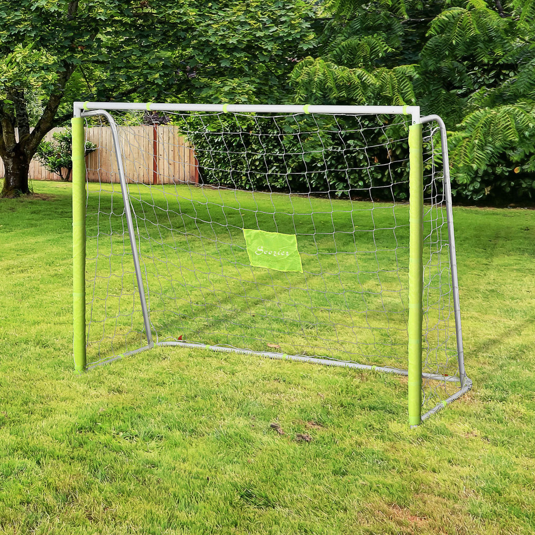 Soozier 6ft x 4ft Soccer Goal Net with Metal Frame, PE Mesh, Ground Stakes, Easy Assembly, Yellow