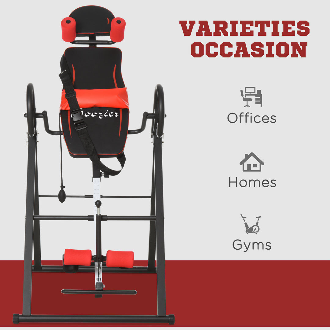 Soozier Folding Inversion Table, 20°/40°/60° Adjustable, with Safety Belt and Waist Pad for Back Pain Relief