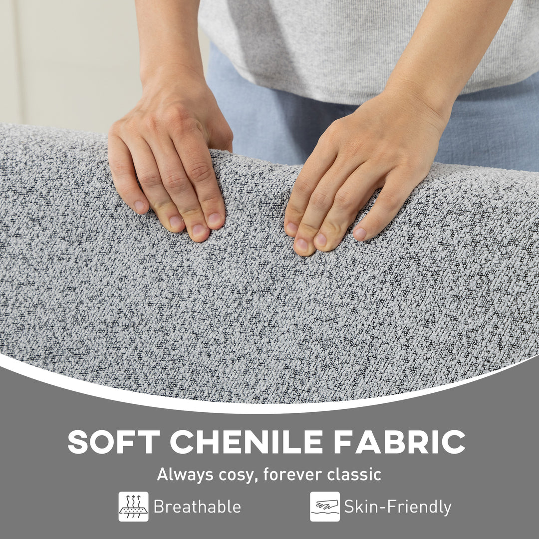 HOMCOM Accent Chair with Rubber Wood Frame, Wide Seat, Modern Chenille Bedroom Chair with Thick Cushion, Grey