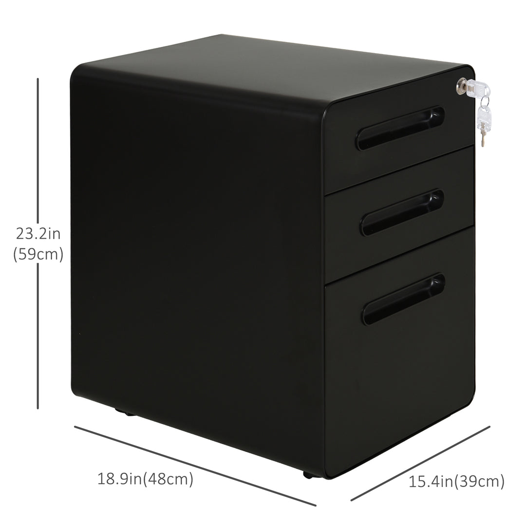 Vinsetto Lockable File Cabinet, Steel Filing Cabinet on Wheels for Legal, A4, Letter Size, Home Office