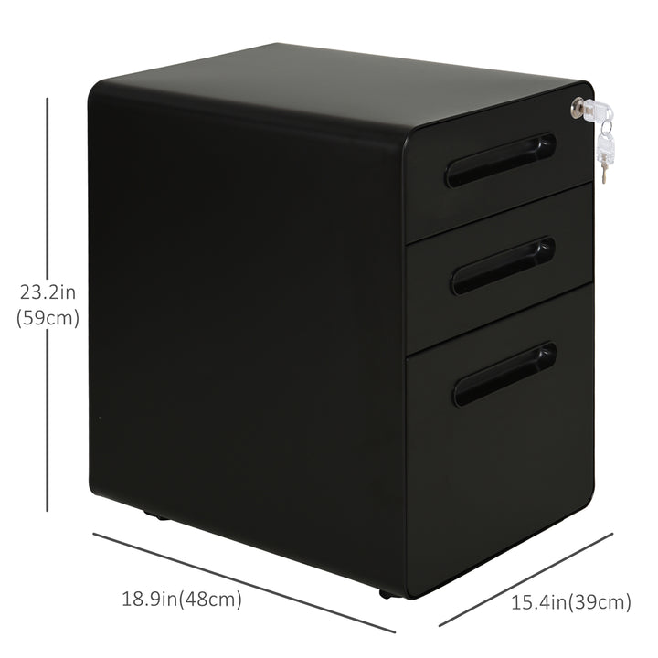 Vinsetto Lockable File Cabinet, Steel Filing Cabinet on Wheels for Legal, A4, Letter Size, Home Office