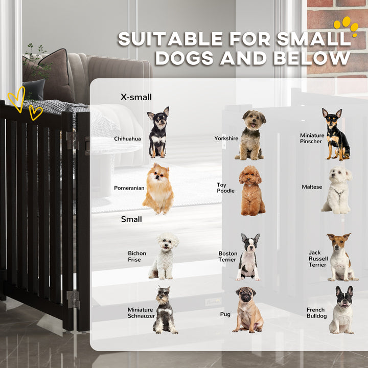 PawHut 23.5"H Foldable Dog Gate with Door, 4 Panels Freestanding Pet Gate Barriers Indoor with Support Feet, Puppy Fence for Small Dogs, Grey