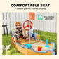 Outsunny Kids Wooden Sandbox Pirate Ship Sandboat Outdoor Backyard Playset Children Sandpit w/ Bench Seat Storage Space & Flag for 3-6 Years Old