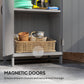 Outsunny Outdoor Storage Cabinet, Wooden Garden Storage Shed with 2-Tier Shelves, Metal Tabletop and Magnetic Doors, Grey