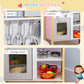 Qaba Wooden Play Kitchen with Realistic Lights Sounds, Microwave, Range Hood, Cooking Accessories, Adjustable Height, White