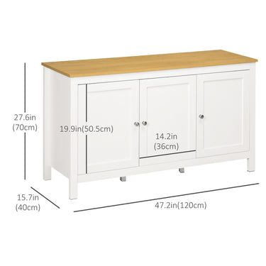 HOMCOM Sideboard, Buffet Cabinet with Doors and Adjustable Shelves for Living Room, Entryway, White and Natural