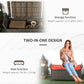 Outsunny 2-In-1 Outdoor PE Rattan Storage Bench, 29 Gallon Patio Wicker Furniture, Basket Box with Handles and Cushion Red