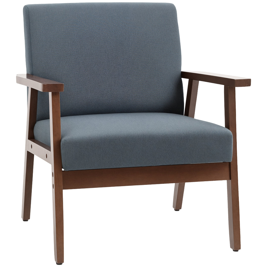 HOMCOM Modern Accent Chairs with Cushioned Seat, Upholstered Linen-Feel Armchair for Bedroom, Living Room, Dark Gray