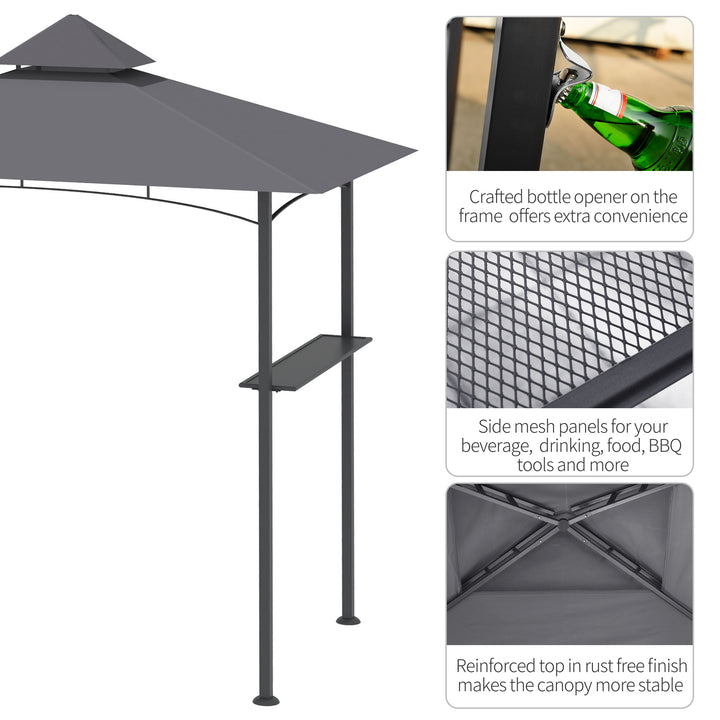 Outsunny 8' x 5' BBQ Grill Gazebo Tent with Double Tiered Canopy for Outdoor Sun Shade, Coffee