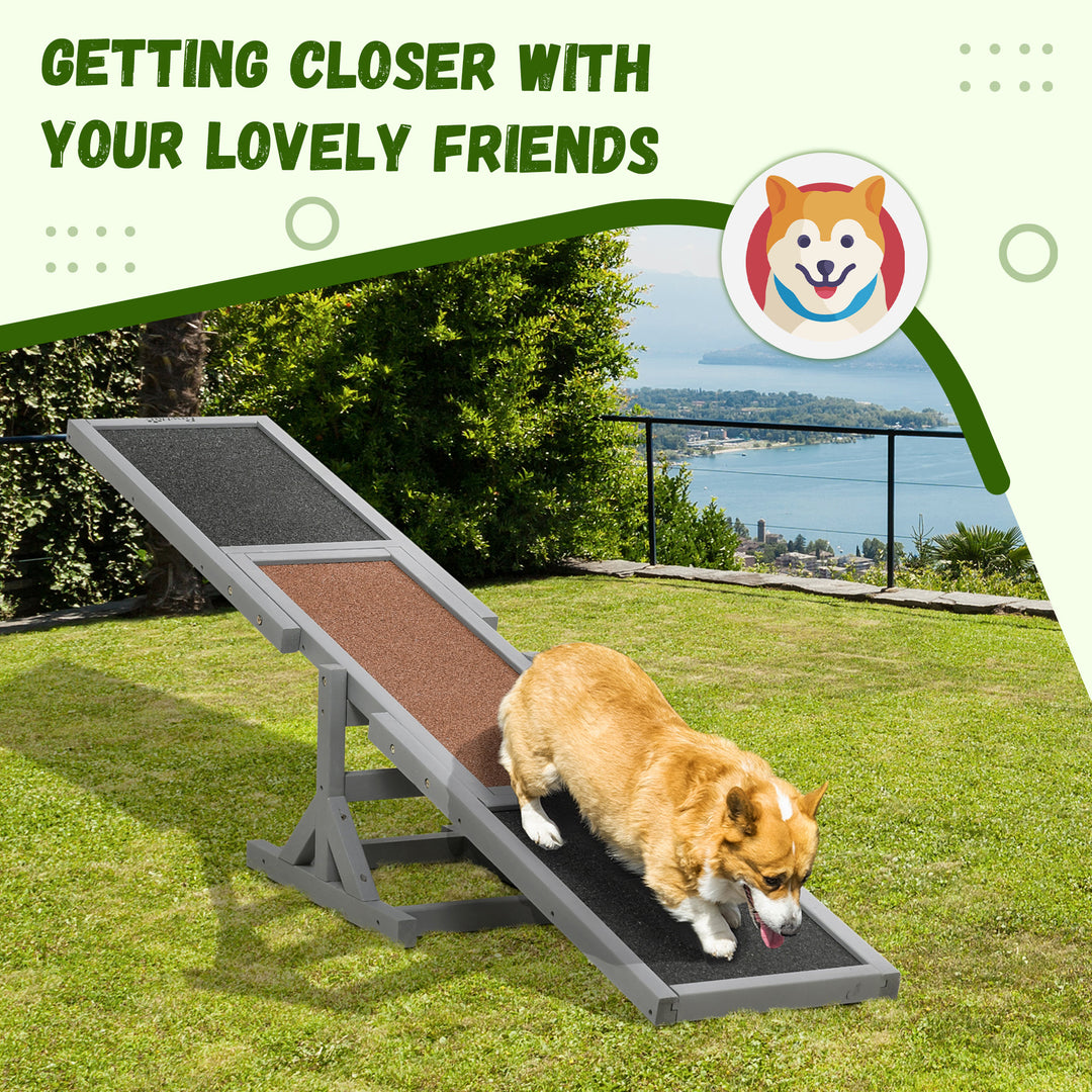 PawHut Wood Pet Seesaw Platform Dog Agility Training Equipment Run Game Toy Weather Resistant Pet Supplies Natural