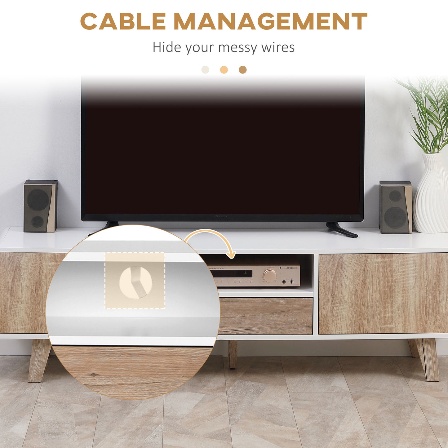 HOMCOM Modern TV Stand Cabinet for TVs up to 72" Flat Screen with Push-open Drawer, Storage Compartment and Cable Management, Rounded-edge Entertainment Center for Living Room, Bedroom
