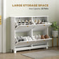 HOMCOM Modern Shoe Storage Cabinet, Narrow Shoe Cabinet with 4 Flip Drawers, Adjustable Shelves, 5 Legs for Entryway, White