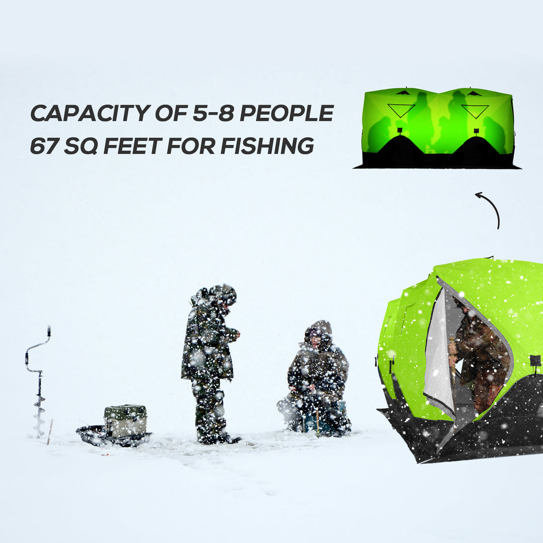 Outsunny 8-Person Insulated Ice Fishing Tent Shelter with Ventilation Windows and Carry Bag, for -22℉, Blue