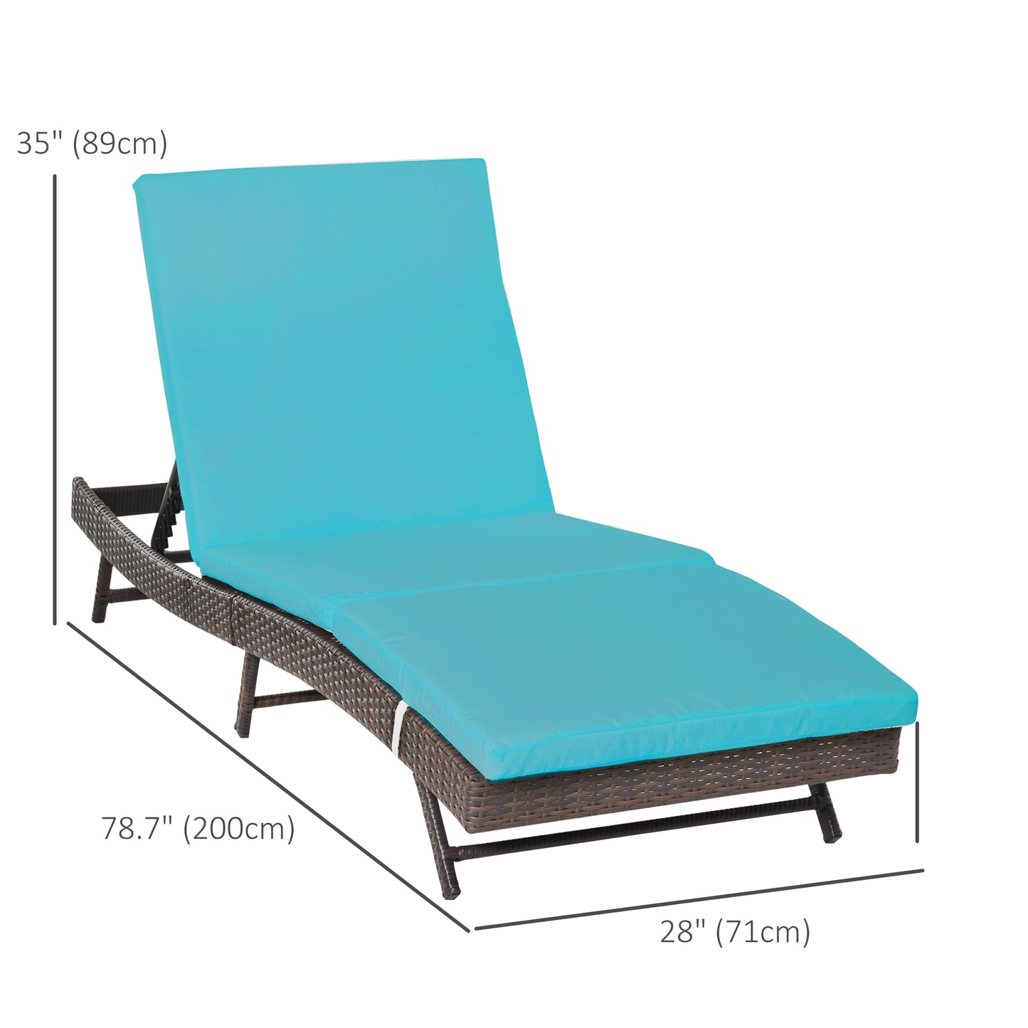 Outsunny Wicker Patio Lounger, Outdoor S Shape Recliners Lounge Chair w/ 5-Level Adjustable Backrest, Soft Padded Cushion for Outdoor Use, Cream White